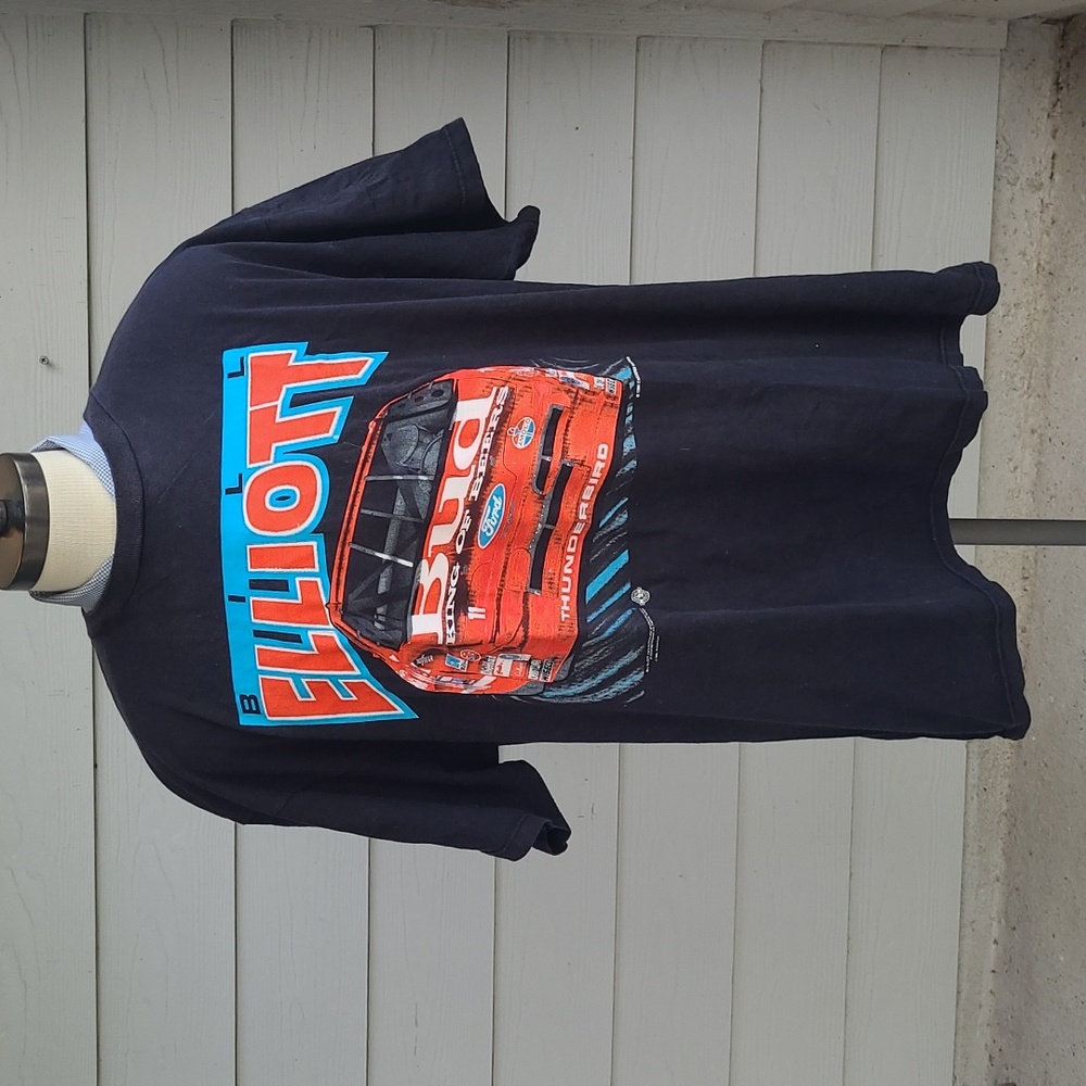 BILL ELLIOT‎ Bud King of Beers Nascar Black Red Cotton Mens T Shirt 2XL VTG 90s